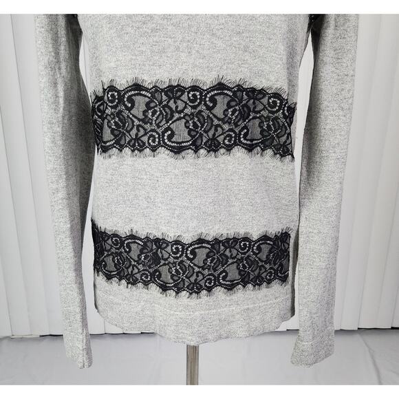 J. Crew Factory Striped Lace Teddie Sweater Long Sleeve Heather Gray Size Small - Picture 7 of 13